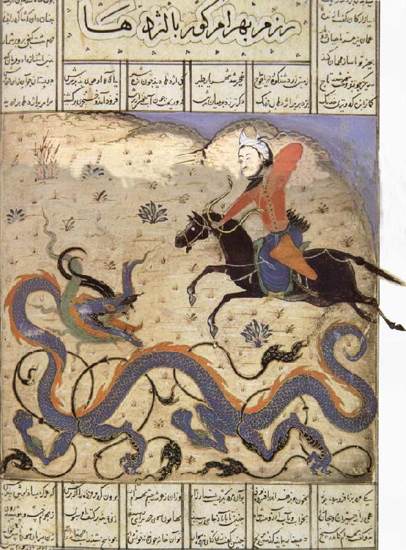 unknow artist Prince Bahram i Gor slays the Dragon China oil painting art